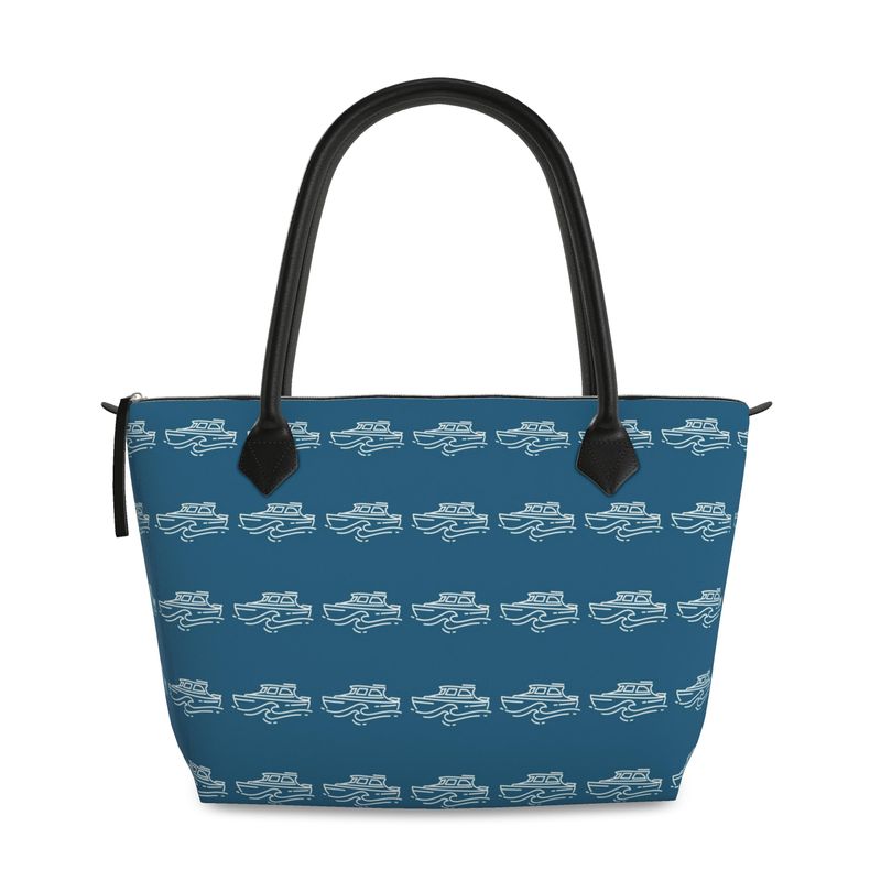 Zip Top Handbag Yacht Themed